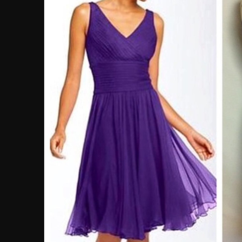 JS Collections Purple Silk Midi Dress 8 NWT